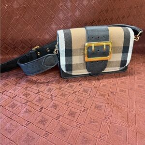 Burberry Beige and Black Mini Buckle Shoulder Bag